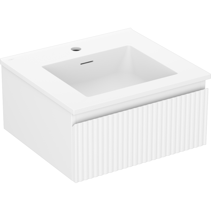 Mexen Rivel koupelnová skříňka 50 cm s umyvadlem Otis, 1 zásuvka, drážkovaná, bílá matná - 91A20-05023-1-BF01-W18M01