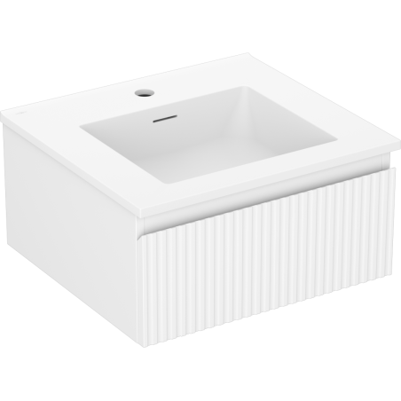 Mexen Rivel koupelnová skříňka 50 cm s umyvadlem Otis, 1 zásuvka, drážkovaná, bílá matná - 91A20-05023-1-BF01-W18M01