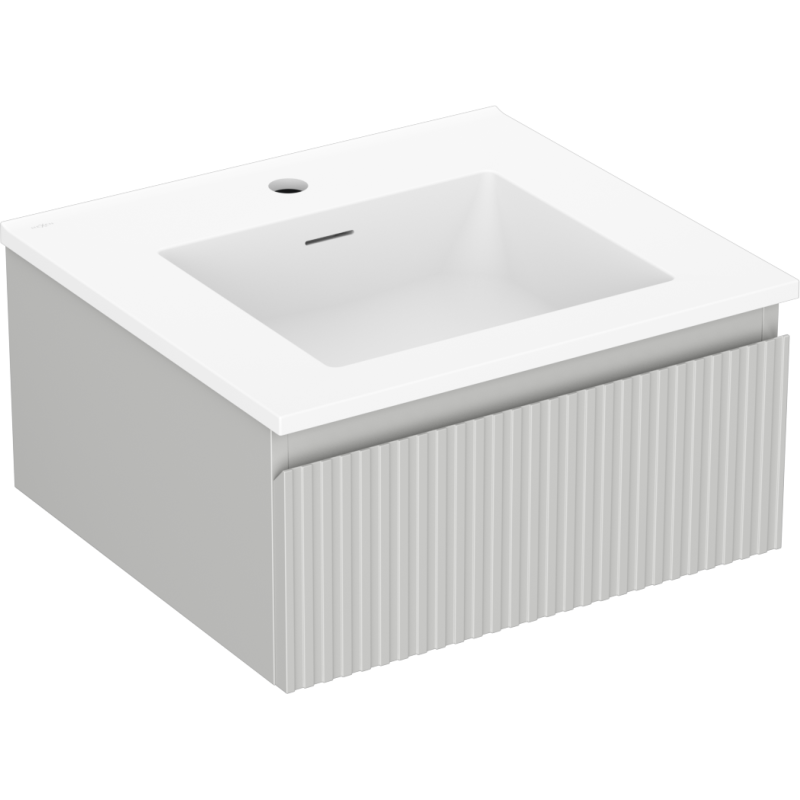 Mexen Rivel koupelnová skříňka 50 cm s umyvadlem Otis, 1 zásuvka, rýhovaná, šedá matná/bílá matná - 91A20-05023-1-BF62-W18M01