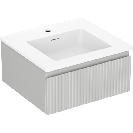 Mexen Rivel koupelnová skříňka 50 cm s umyvadlem Otis, 1 zásuvka, rýhovaná, šedá matná/bílá matná - 91A20-05023-1-BF62-W18M01