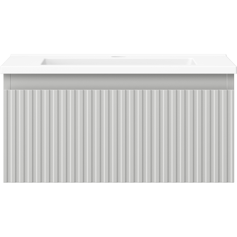 Mexen Rivel koupelnová skříňka 50 cm s umyvadlem Otis, 1 zásuvka, rýhovaná, šedá matná/bílá matná - 91A20-05023-1-BF62-W18M01