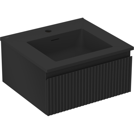 Mexen Rivel koupelnová skříňka 50 cm s umyvadlem Otis, 1 zásuvka, rýhovaná, černá mat - 91A20-05023-1-BF71-W18M71