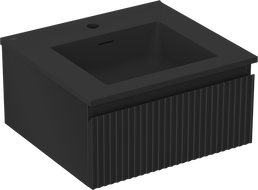 Mexen Rivel koupelnová skříňka 50 cm s umyvadlem Otis, 1 zásuvka, rýhovaná, černá mat - 91A20-05023-1-BF71-W18M71