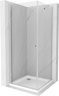 Mexen Pretoria Koupelna se sprchovým koutem pravá 80 x 80 cm, transparentní, chrom + vanička Flat - 852-080-080-01-00-4010