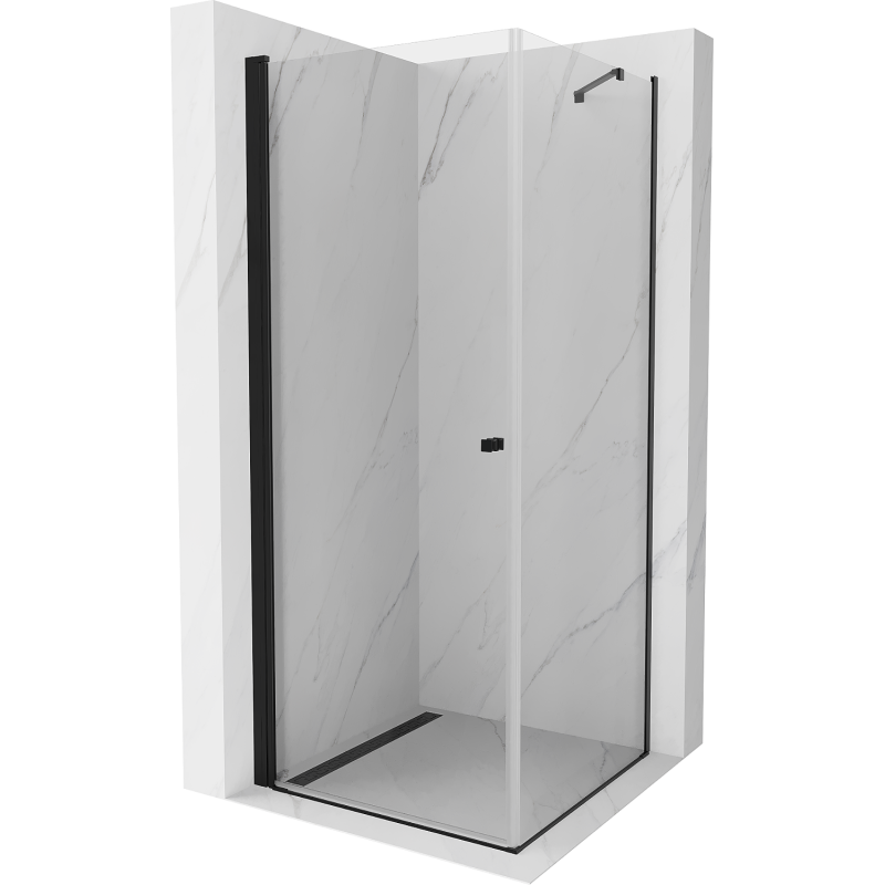 Mexen Pretoria otevírací sprchový kout 90 x 90 cm, transparentní, černý - 852-090-090-70-00