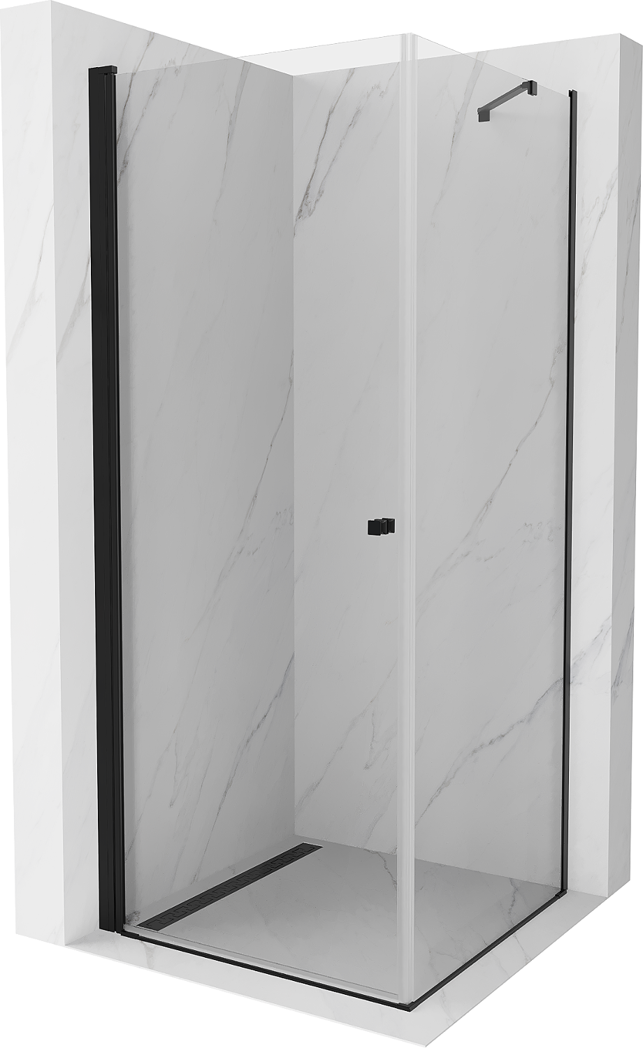 Mexen Pretoria sprchový kout s otočnými dveřmi 90 x 90 cm, Průhledné, Černá - 852-090-090-70-00