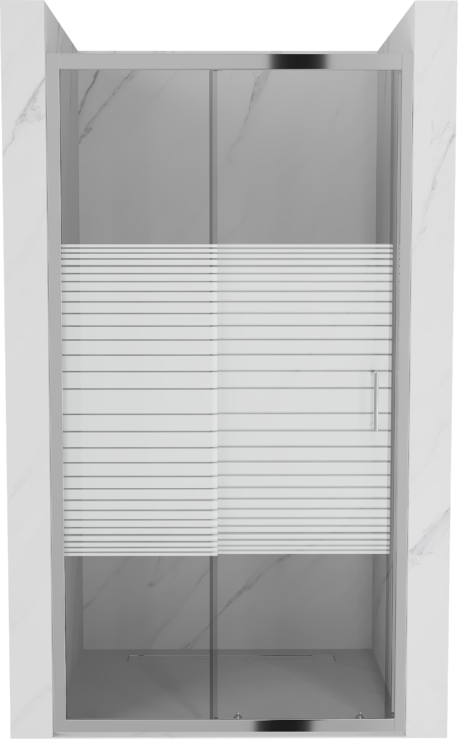 Mexen Apia rozsouvací sprchové dveře 145 cm, Pruhy, Chromovaná - 845-145-000-01-20