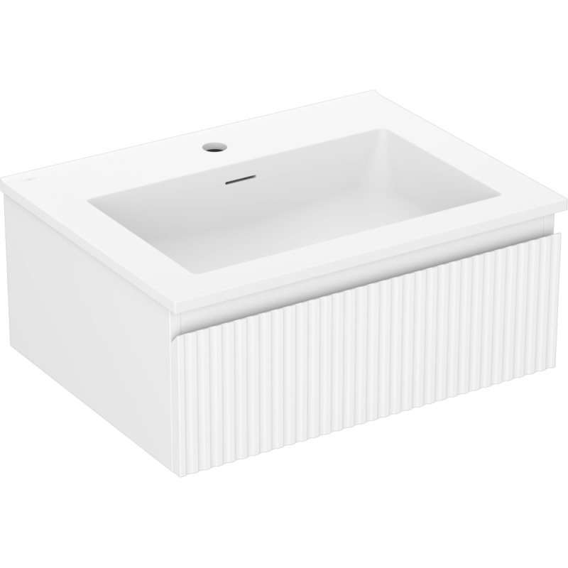 Mexen Rivel koupelnová skříňka 60 cm s umyvadlem Otis, 1 zásuvka, drážkovaná, bílá mat - 91A20-06023-1-BF01-W18M01