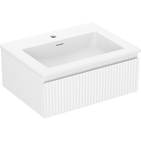 Mexen Rivel koupelnová skříňka 60 cm s umyvadlem Otis, 1 zásuvka, drážkovaná, bílá mat - 91A20-06023-1-BF01-W18M01