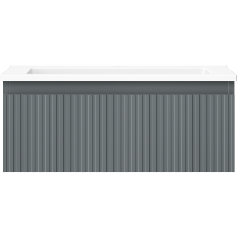 Mexen Rivel koupelnová skříňka 60 cm s umyvadlem Otis, 1 zásuvka, drážkovaná, grafit mat/bílá mat - 91A20-06023-1-BF66-W18M01
