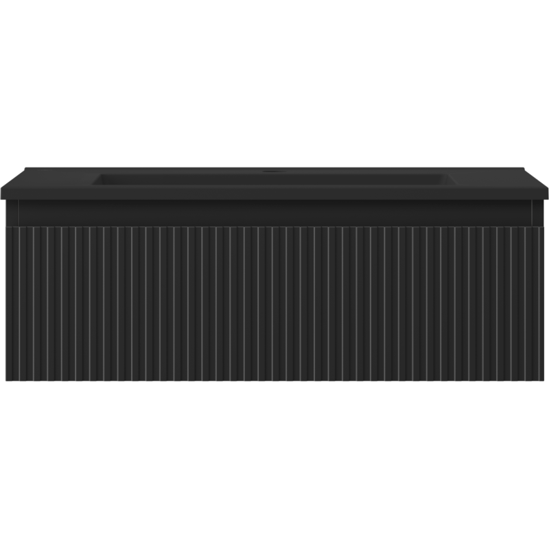 Mexen Rivel koupelnová skříňka 70 cm s umyvadlem Otis, 1 zásuvka, rýhovaná, černý mat - 91A20-07023-1-BF71-W18M71