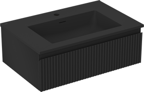 Mexen Rivel koupelnová skříňka 70 cm s umyvadlem Otis, 1 zásuvka, rýhovaná, černý mat - 91A20-07023-1-BF71-W18M71