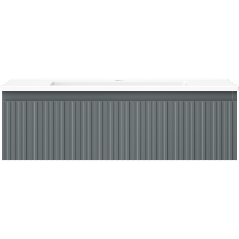 Mexen Rivel koupelnová skříňka 80 cm s umyvadlem Otis, 1 zásuvka, ryhovaná, grafit mat/bílá mat - 91A20-08023-1-BF66-W18M01