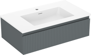 Mexen Rivel koupelnová skříňka 80 cm s umyvadlem Otis, 1 zásuvka, ryhovaná, grafit mat/bílá mat - 91A20-08023-1-BF66-W18M01