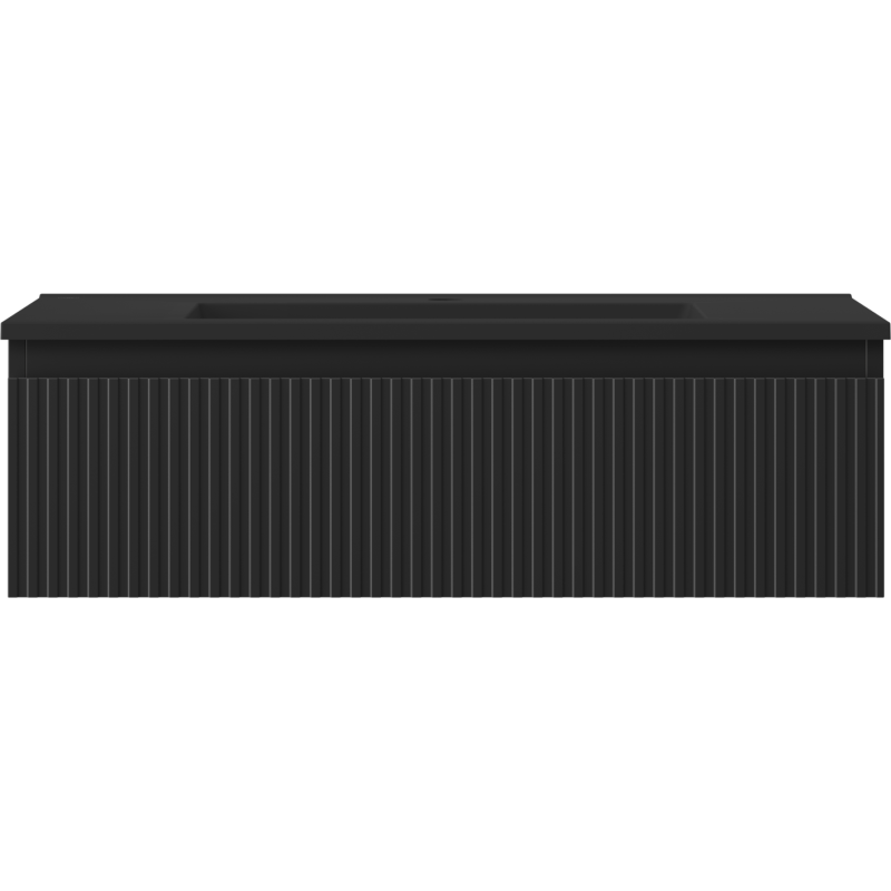 Mexen Rivel koupelnová skříňka 80 cm s umyvadlem Otis, 1 zásuvka, rýhovaná, černá mat - 91A20-08023-1-BF71-W18M71