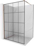 Mexen Kioto sprchová stěna Walk-in 140 x 200 cm, černá mřížka 8 mm, růžové zlato - 800-140-101-60-77