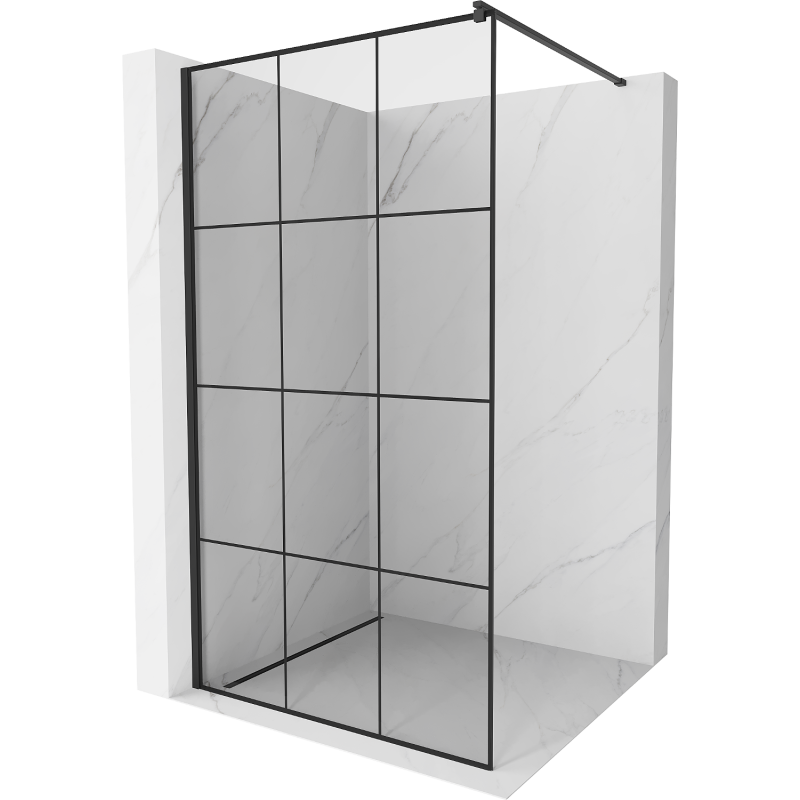Mexen Kioto sprchová stěna Walk-in 120 x 200 cm, černá mřížka 8 mm, černá - 800-120-101-70-77