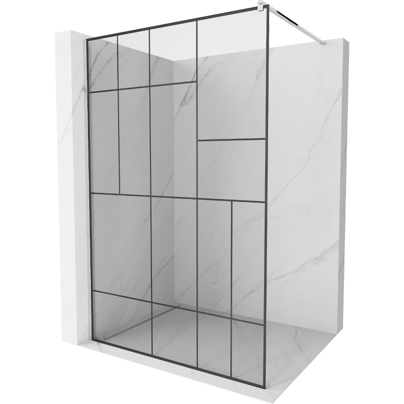 Mexen Kioto sprchová stěna Walk-in 110 x 200 cm, černý vzor 8 mm, chrom - 800-110-101-01-78