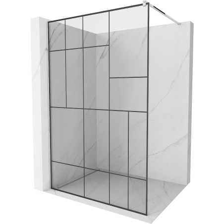 Mexen Kioto sprchová stěna Walk-in 110 x 200 cm, černý vzor 8 mm, chrom - 800-110-101-01-78