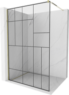 Mexen Kioto sprchová zástěna Walk-in 90 x 200 cm, černý vzor 8 mm, zlatá - 800-090-101-50-78