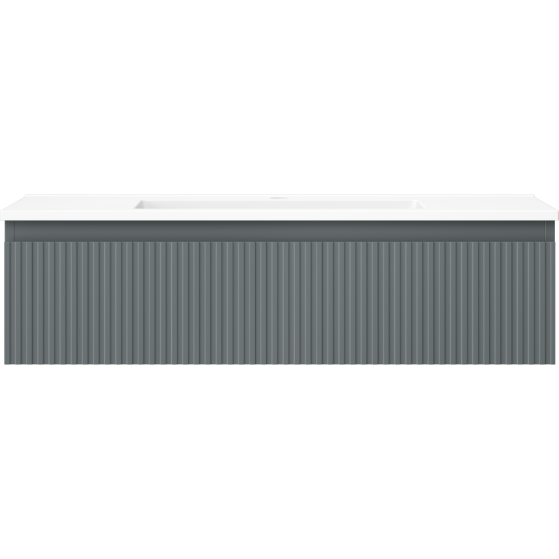 Mexen Rivel koupelnová skříňka 90 cm s umyvadlem Otis, 1 zásuvka, drážkovaná, grafit mat/bílá mat - 91A20-09023-1-BF66-W18M01