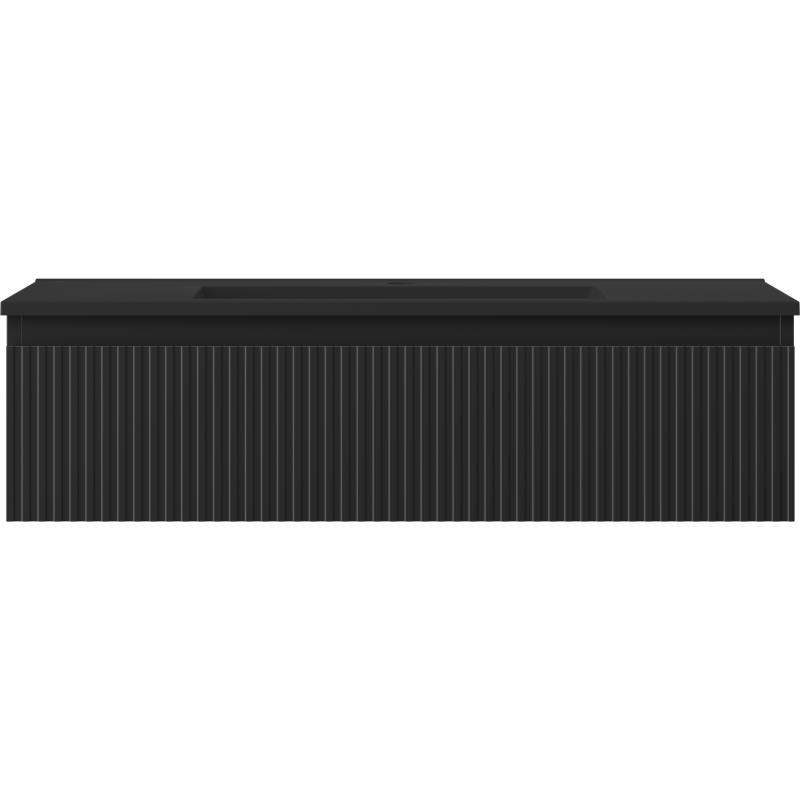 Mexen Rivel koupelnová skříňka 90 cm s umyvadlem Otis, 1 zásuvka, drážkovaný, černá matná - 91A20-09023-1-BF71-W18M71