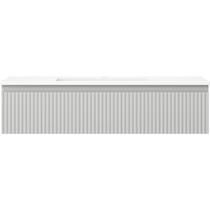 Mexen Rivel koupelnová skříňka 100 cm s umyvadlem Otis, 1 zásuvka, drážkovaná, šedá mat/bílá mat - 91A20-10023-1-BF62-W18M01