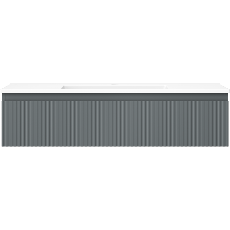 Mexen Rivel koupelnová skříňka 100 cm s umyvadlem Otis, 1 zásuvka, drážkovaná, grafit mat/bílá mat - 91A20-10023-1-BF66-W18M01