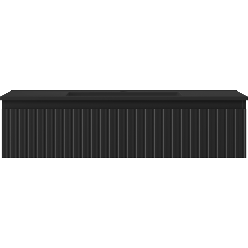 Mexen Rivel koupelnová skříňka 100 cm s umyvadlem Otis, 1 zásuvka, drážkovaná, černá mat - 91A20-10023-1-BF71-W18M71
