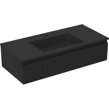 Mexen Rivel koupelnová skříňka 100 cm s umyvadlem Otis, 1 zásuvka, drážkovaná, černá mat - 91A20-10023-1-BF71-W18M71