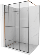 Mexen Kioto sprchová zástěna Walk-in 90 x 200 cm, černý vzor 8 mm, růžové zlato - 800-090-101-60-78