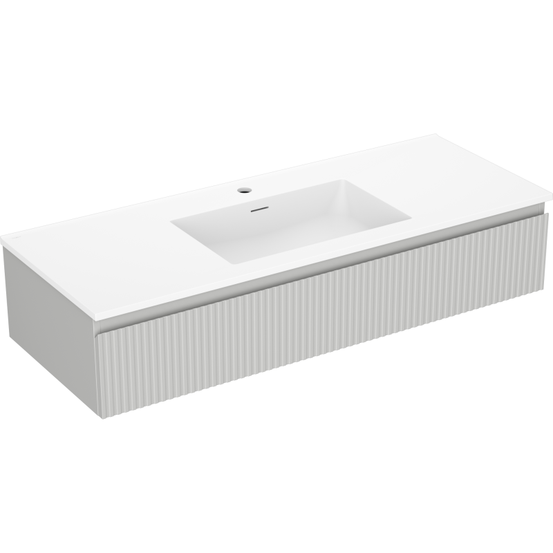 Mexen Rivel koupelnová skříňka 120 cm s umyvadlem Otis, 1 zásuvka, rýhovaná, šedá matná/bílá matná - 91A20-12023-1-BF62-W18M01