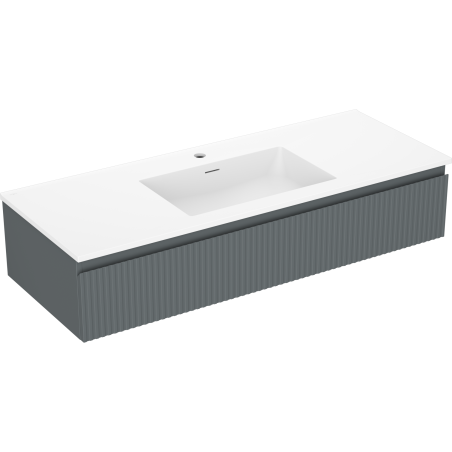 Mexen Rivel koupelnová skříňka 120 cm s umyvadlem Otis, 1 zásuvka, vroubkovaná, grafit mat/bílá mat -