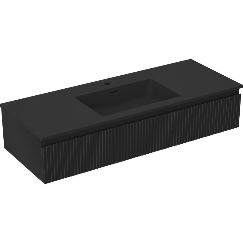Mexen Rivel koupelnová skříňka 120 cm s umyvadlem Otis, 1 zásuvka, rýhovaná, černá mat - 91A20-12023-1-BF71-W18M71