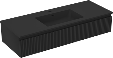 Mexen Rivel koupelnová skříňka 120 cm s umyvadlem Otis, 1 zásuvka, rýhovaná, černá mat - 91A20-12023-1-BF71-W18M71