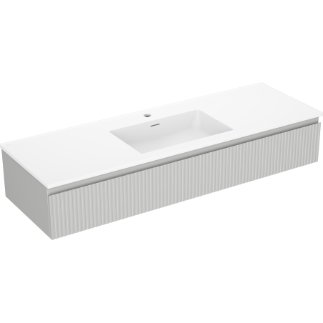 Mexen Rivel koupelnová skříňka 140 cm s umyvadlem Otis, 1 zásuvka, frézovaná, šedá mat/bílá mat - 91A20-14023-1-BF62-W18M01