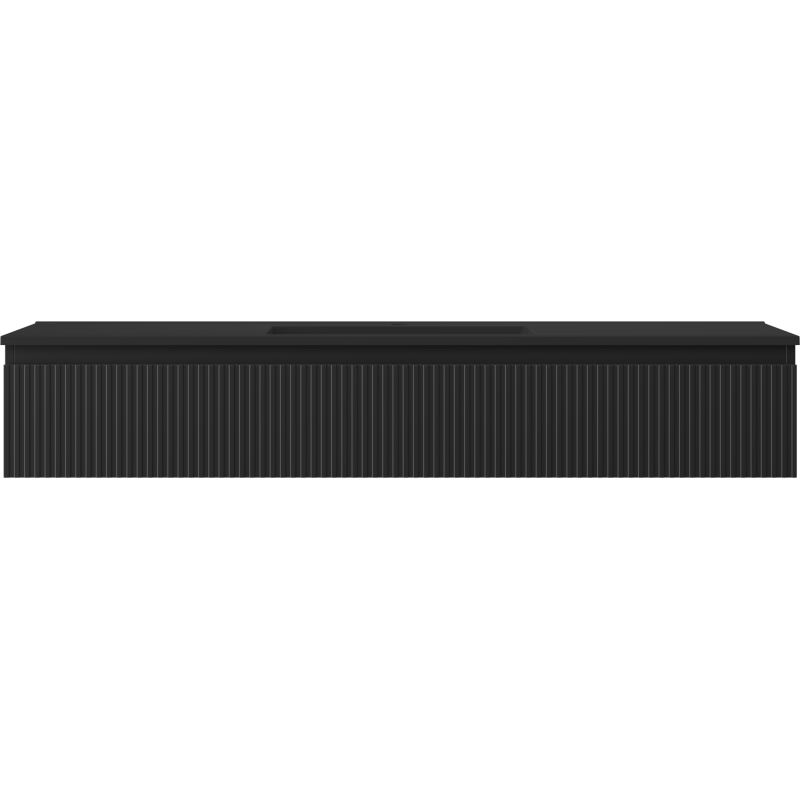 Mexen Rivel koupelnová skříňka 140 cm s umyvadlem Otis, 1 zásuvka, drážkovaná, černá mat - 91A20-14023-1-BF71-W18M71