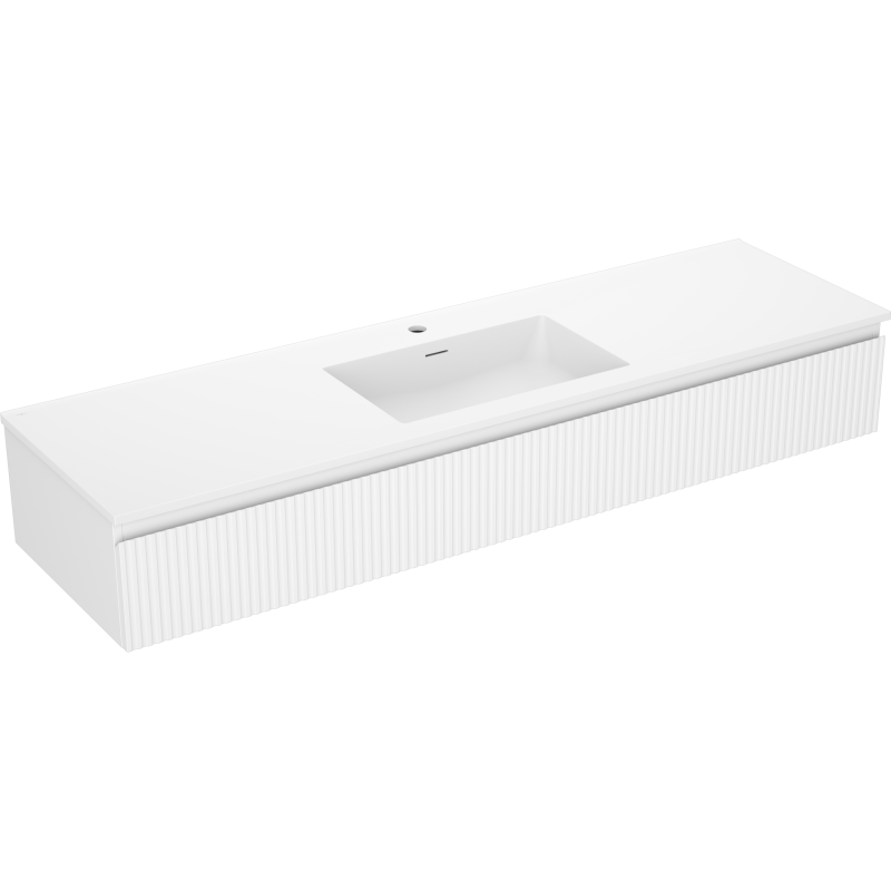 Mexen Rivel koupelnová skříňka 160 cm s umyvadlem Otis, 1 zásuvka, rýhovaná, bílá mat - 91A20-16023-1-BF01-W18M01