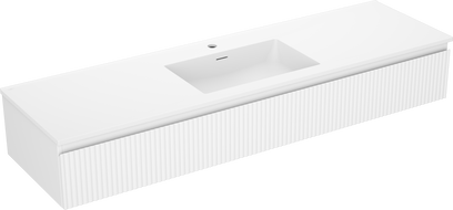 Mexen Rivel koupelnová skříňka 160 cm s umyvadlem Otis, 1 zásuvka, rýhovaná, bílá mat - 91A20-16023-1-BF01-W18M01