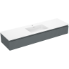 Mexen Rivel koupelnová skříňka 160 cm s umyvadlem Otis, 1 zásuvka, rýhovaná, grafit mat/bílá mat -