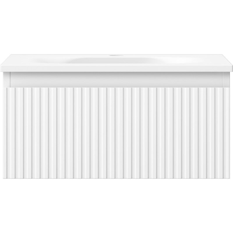 Mexen Rivel koupelnová skříňka 50 cm s umyvadlem Vela, 1 zásuvka, rýhovaná, bílá mat - 91A20-05023-1-BF01-W23M01