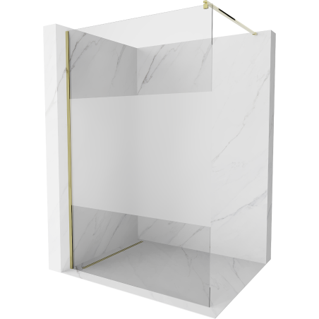 Mexen Kioto sprchová stěna Walk-in 130 x 200 cm, transparentní/matná 8 mm, zlatá - 800-130-101-50-35