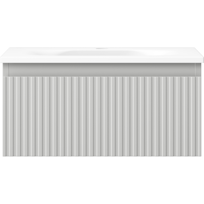 Mexen Rivel koupelnová skříňka 50 cm s umyvadlem Vela, 1 zásuvka, drážkovaná, šedá mat/bílá mat - 91A20-05023-1-BF62-W23M01