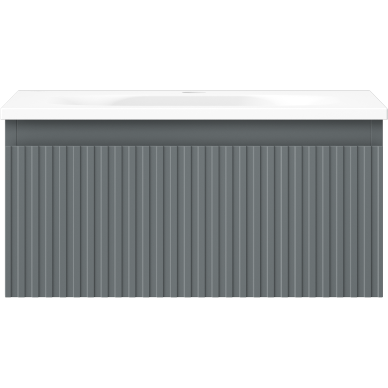 Mexen Rivel koupelnová skříňka 50 cm s umyvadlem Vela, 1 zásuvka, drážkovaná, grafit mat/bílá mat - 91A20-05023-1-BF66-W23M01