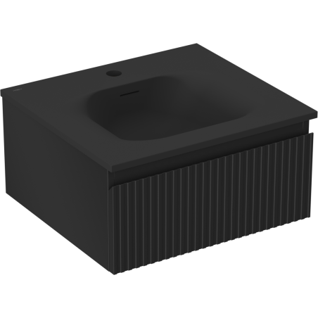 Mexen Rivel koupelnová skříňka 50 cm s umyvadlem Vela, 1 zásuvka, žebrovaná, černá mat - 91A20-05023-1-BF71-W23M71