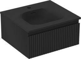 Mexen Rivel koupelnová skříňka 50 cm s umyvadlem Vela, 1 zásuvka, žebrovaná, černá mat - 91A20-05023-1-BF71-W23M71