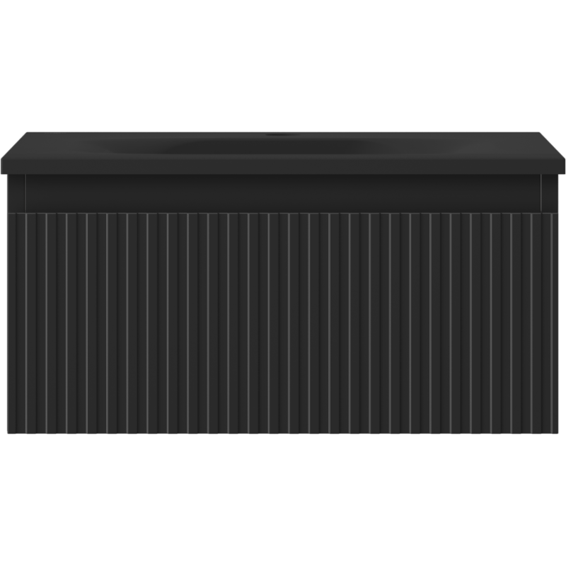 Mexen Rivel koupelnová skříňka 50 cm s umyvadlem Vela, 1 zásuvka, žebrovaná, černá mat - 91A20-05023-1-BF71-W23M71