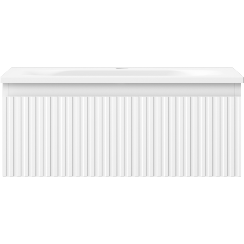 Mexen Rivel koupelnová skříňka 60 cm s umyvadlem Vela, 1 zásuvka, drážkovaná, bílá mat - 91A20-06023-1-BF01-W23M01