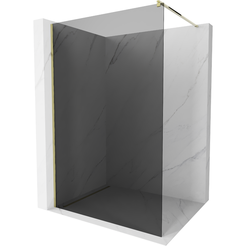 Mexen Kioto sprchová stěna Walk-in 130 x 200 cm, grafit 8 mm, zlatá - 800-130-101-50-40