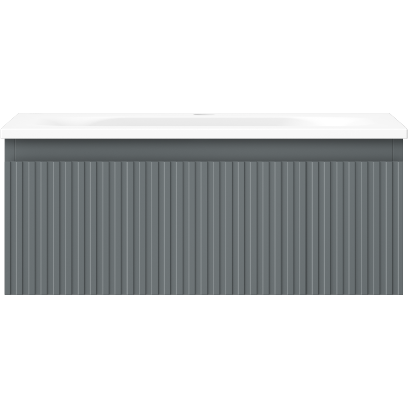 Mexen Rivel koupelnová skříňka 60 cm s umyvadlem Vela, 1 zásuvka, drážkovaná, grafit mat/bílá mat - 91A20-06023-1-BF66-W23M01